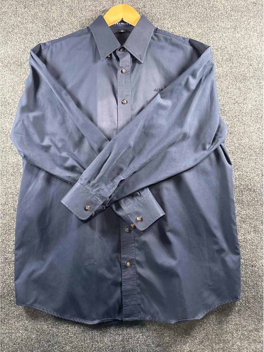 Velocity Men's Button Up Shirt Large Blue Manhattan Associates Embroidered